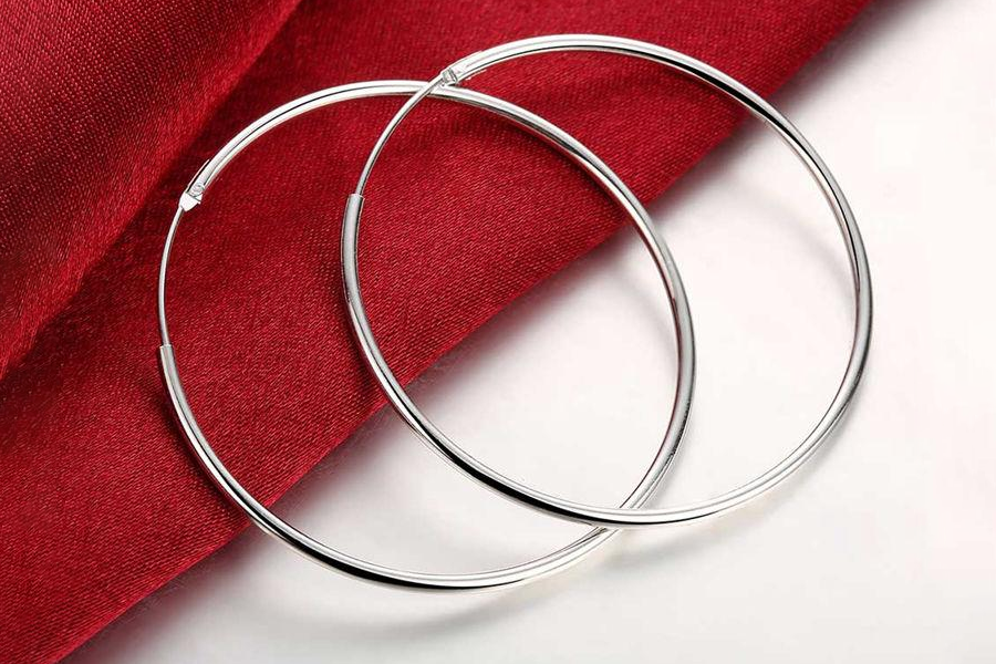 Big Smooth Hoop Earrings for Women